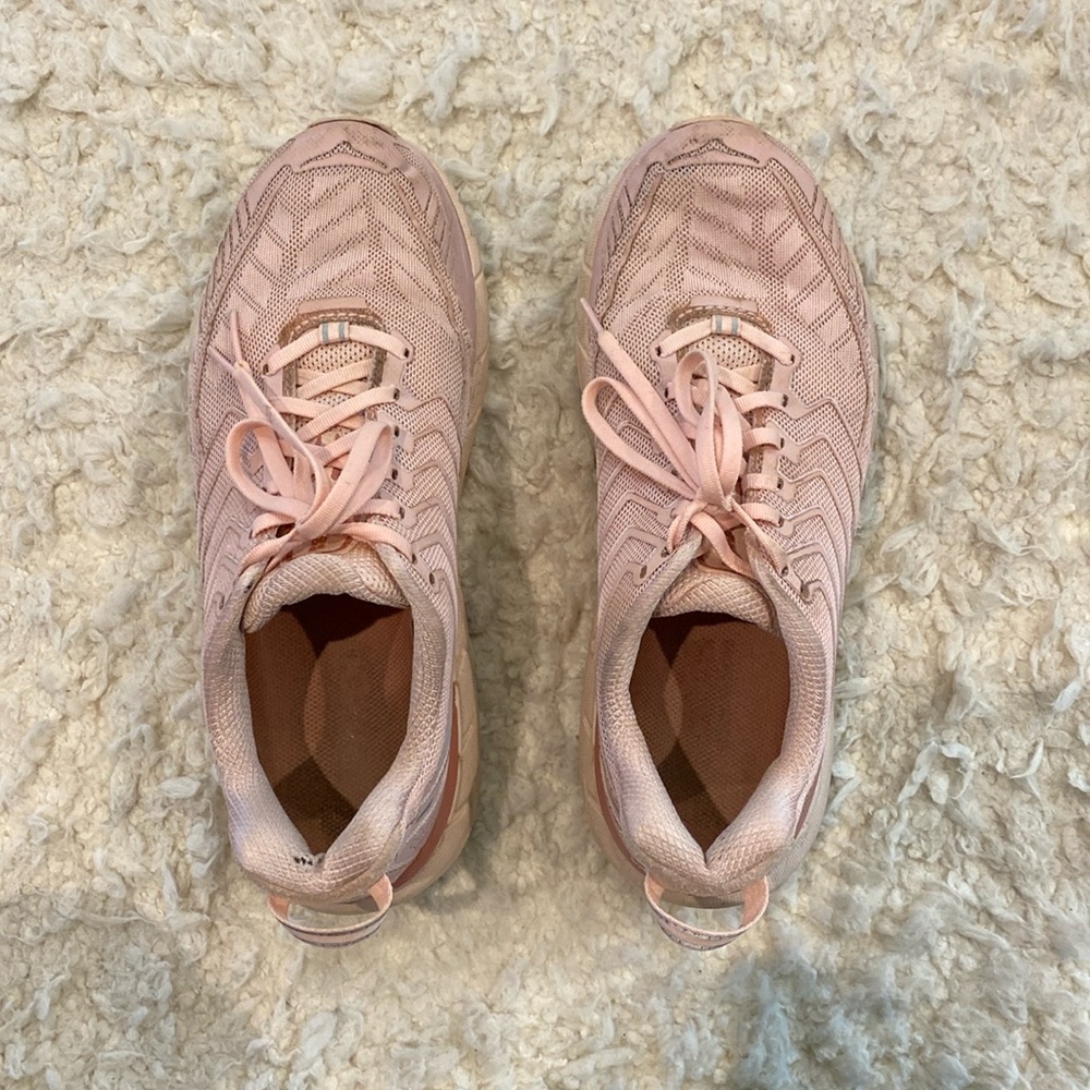 Pink Outdoor Voices HOKA Cliftons